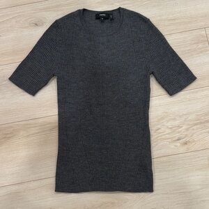 Theory Gray Ribbed Knit Sweater